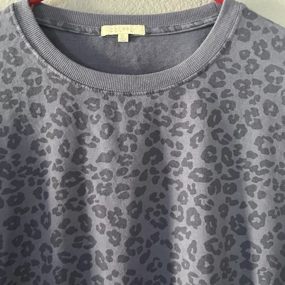Z Supply Purple Leopard Print Crew Neck Sweater - Picture 3 of 4